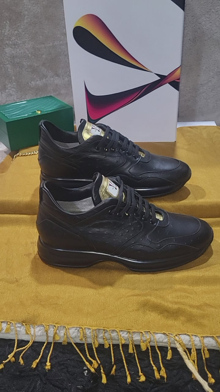 Vero Lusso Luxurious Ostrich Leather Track Sneaker